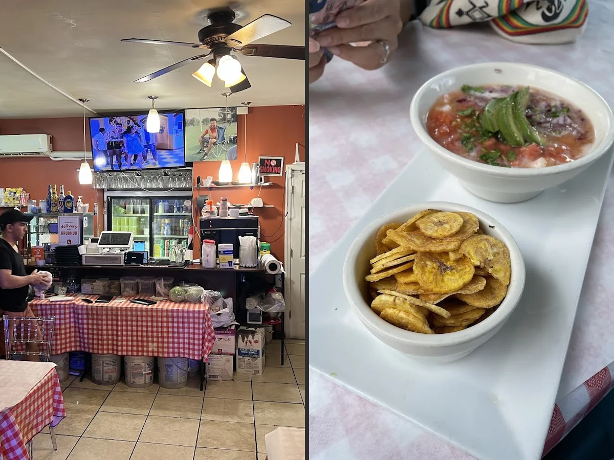Casual Ecuadorian dining room with table service.